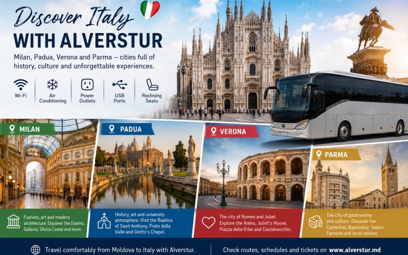 Ce poți vizita în Italia cu Alverstur: Milano, Padova, Verona și Parma